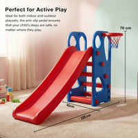 Baybee Garden Baby Slide for Kids with Basketball Hoop | Perfect Mini Playground Sliding for Babies with Handrails | Baby Play Area Indoor Setup | Outdoor Slider for Kids 2 to 5 Years (Orange)