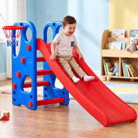 Baybee Garden Baby Slide for Kids with Basketball Hoop | Perfect Mini Playground Sliding for Babies with Handrails | Baby Play Area Indoor Setup | Outdoor Slider for Kids 2 to 5 Years (Orange)