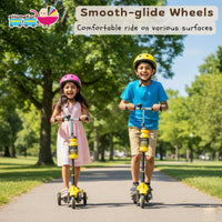 Fun Ride Kids Scooter - Rush Three Wheel Kick Scooters for Boys and Girls with Sipper, Bell, Adjustable Height and Rear Brake - 3 Wheels Skate for Age 3-10 Years (Black)
