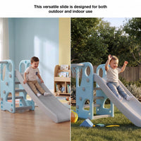 Baybee Garden Baby Slide for Kids with Basketball Hoop | Perfect Mini Playground Sliding for Babies with Handrails | Baby Play Area Indoor Setup | Outdoor Slider for Kids 2 to 5 Years (Orange)