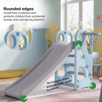 Baybee Garden Baby Slide for Kids with Basketball Hoop | Perfect Mini Playground Sliding for Babies with Handrails | Baby Play Area Indoor Setup | Outdoor Slider for Kids 2 to 5 Years (Orange)