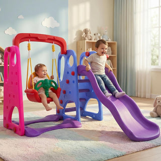 Baybee 4 in 1 Jumbo Baby Swing & Slides for Kids | Perfect Outdoor Sliding with Basketball Set, Anti Slip Steps & Climbing | Baby Play Area Indoor Setup | Freestanding Slider for Kids 2 to 5 Years