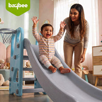 Baybee Garden Baby Slide for Kids with Basketball Hoop | Perfect Mini Playground Sliding for Babies with Handrails | Baby Play Area Indoor Setup | Outdoor Slider for Kids 2 to 5 Years (Orange)