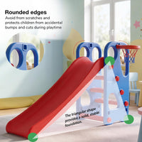 Baybee Garden Baby Slide for Kids with Basketball Hoop | Perfect Mini Playground Sliding for Babies with Handrails | Baby Play Area Indoor Setup | Outdoor Slider for Kids 2 to 5 Years (Orange)