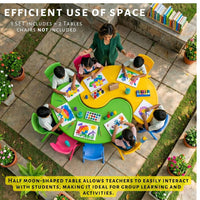 eHomeKart Kids Half-Moon Table – Front Round Shape, Perfect for Home Use (53 x 20 x 20 inches) – Color May Vary – Chairs NOT Included (2 Table)