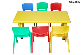 Little Fingers Strong and Sturdy School Study Rectangle Table + 6 Medium Chair Set - Yellow