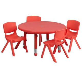 Little Fingers 45'' Round Plastic Activity Table Set - Red