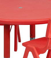 Little Fingers 45'' Round Red Plastic Activity Table Set with 4 Chairs