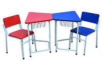 Little Fingers Intra Kids School Study Table and Chair Set (Colour May Vary) (Trapezium Shape)