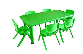 Little Fingers Strong and Sturdy School Study Rectangle Table + 6 Medium Chair Set