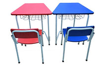 Little Fingers Intra Kids School Study Table and Chair Set (Colour May Vary) (Trapezium Shape)