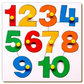 Little Fingers Number Puzzle - 1 to 10 with Knob and Pictures