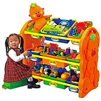 Little Fingers Toys Plastic Shelf and Toy Storage Chests (Orange, L 36xW 17xH 32-inch)