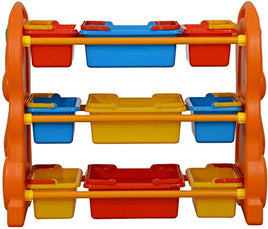 Little Fingers Toys Plastic Shelf and Toy Storage Chests (Orange, L 36xW 17xH 32-inch)