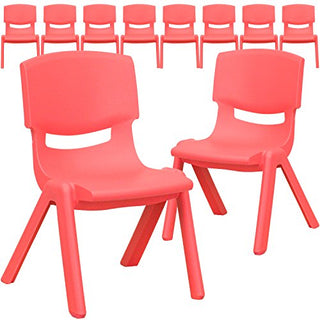 Little Fingers 10 Pk. Red Plastic Stackable School Chair with 12'' Seat Height
