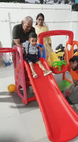Happy Kids Super Senior Slide With Swing And Basketball-multi color