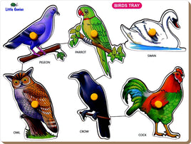 Little Genius Wooden Puzzles Birds Tray